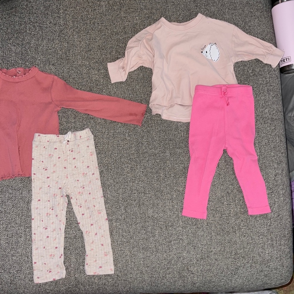 2 long sleeve shirts and 2 pants all from Zara